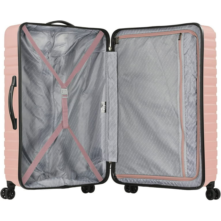  U.S. Traveler Boren Polycarbonate Hardside Rugged Travel  Suitcase Luggage with 8 Spinner Wheels, Aluminum Handle, Pink, Carry-on  22-Inch