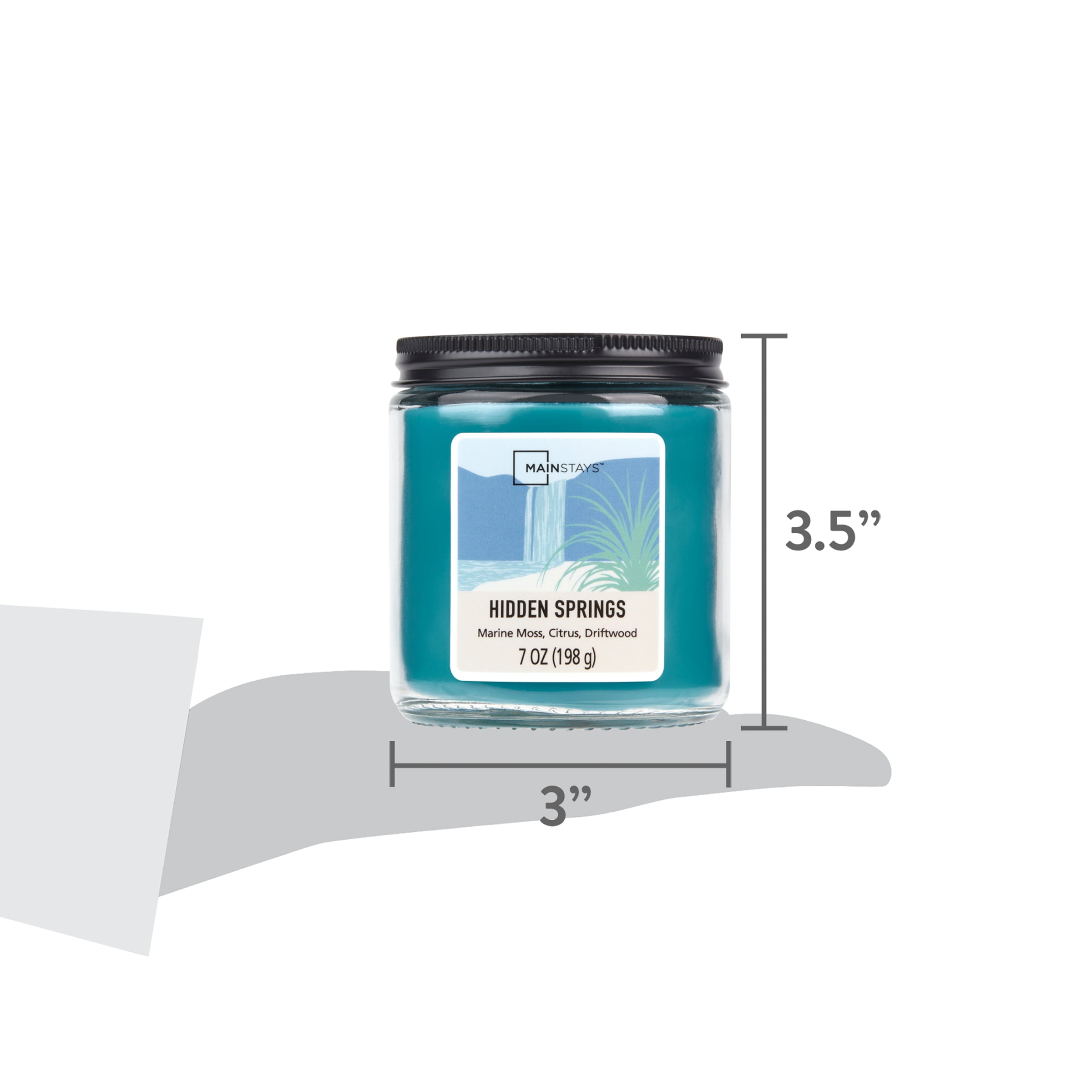 (3 pack) Mainstays Single-Wick Twist Glass Jar Scented Candle, Hidden Springs, 7oz.