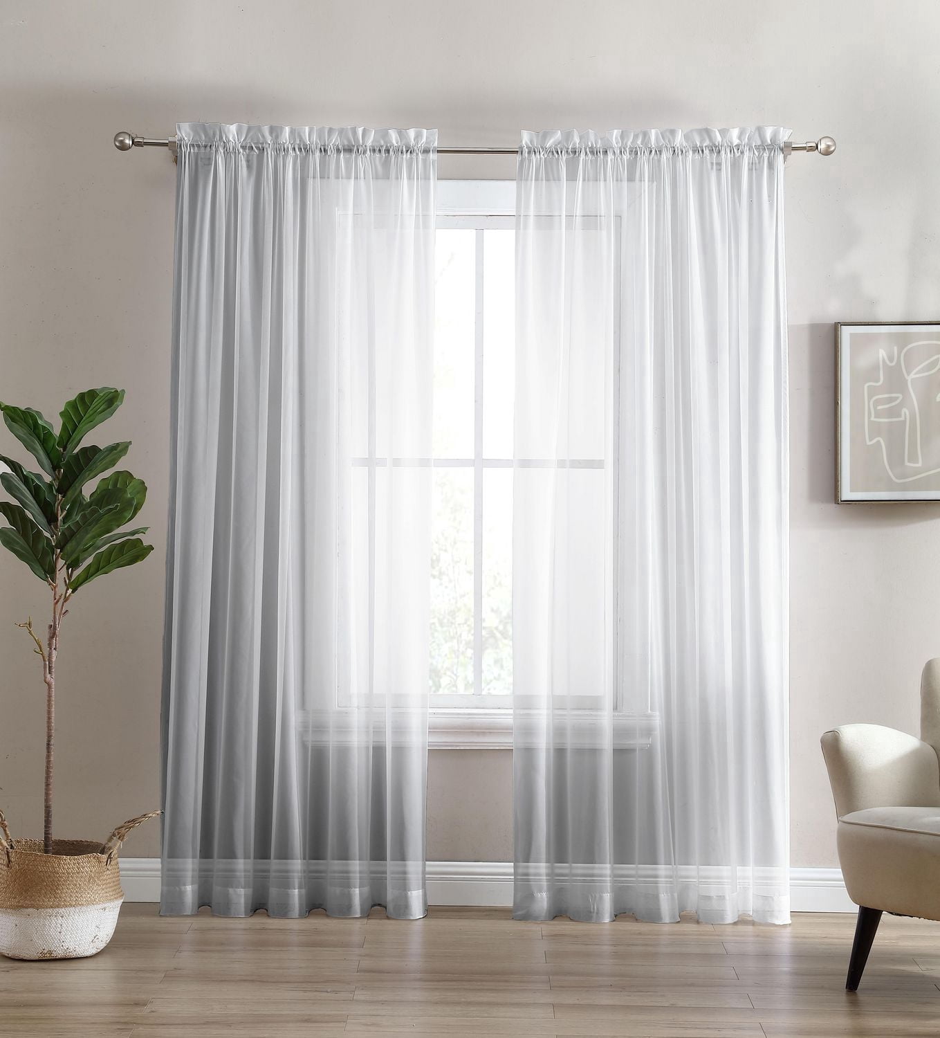 Sheer Window Panel Curtain- 2 Pack