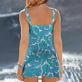 thumbnail image 7 of Women Two Piece Tankini Swimsuits with Skirt Vintage Tummy Control Swimdress Push Up Swimwear Bathing Suits Blue 2XL, 7 of 7