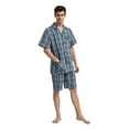 thumbnail image 4 of GLOBAL Men’s Cotton Short Sleeve and Shorts Yarn Pajama Set, Summer Soft Classic Plaid Loungewear with Pockets, Sizes 3XL, 4 of 6