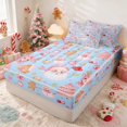 thumbnail image 3 of Manfei Santa Full Comforter Set Fitted Sheet 2 Pillowcases, Lavender Pink, Xmas Reversible, 3 of 7