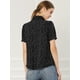 thumbnail image 5 of Blusa de Gasa con Cuello Peter Pan y Manga Corta con lunares Allegra K Negro XL, 5 of 6
