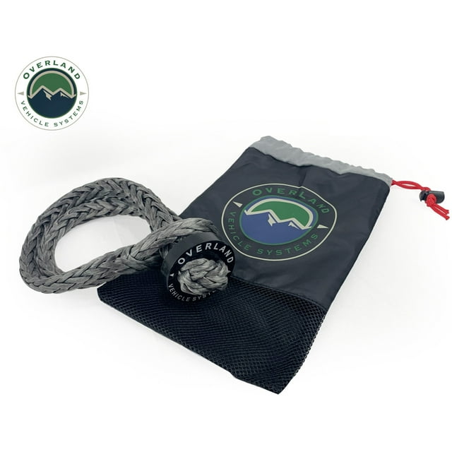 Overland Vehicle Systems Shackle Rope 19159919 5/8 Inch Diameter Rope With 6 Inch Diameter Loop; Rated to 44 500 Pounds; With Collar; Gray; With Storage Bag
