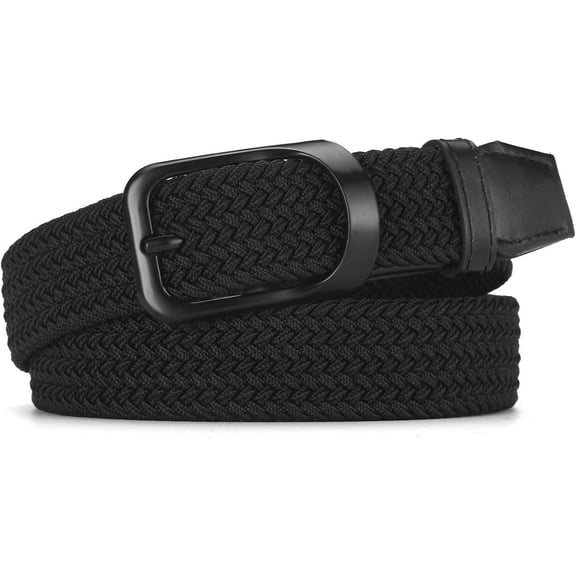 Zhengup Plus Size 44" to 68" Big and Tall Belts for Men Black Woven Elastic Braided Stretch Golf Belt