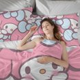 thumbnail image 4 of My Melody Housse de Couette Imprimée 3D Douce Ensemble de Literie avec Housse de Couette 3 Pcs Comprend 2 Taies d'Oreiller et 1 Housse Lavable en Machine, 4 of 5