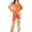 Orange, variant on Orange Halloween Pajamas For Women Satin Fall Satin Cute Ghost Pumpkin Print Long Sleeve Button Top and Pants Matching Sleepwear S