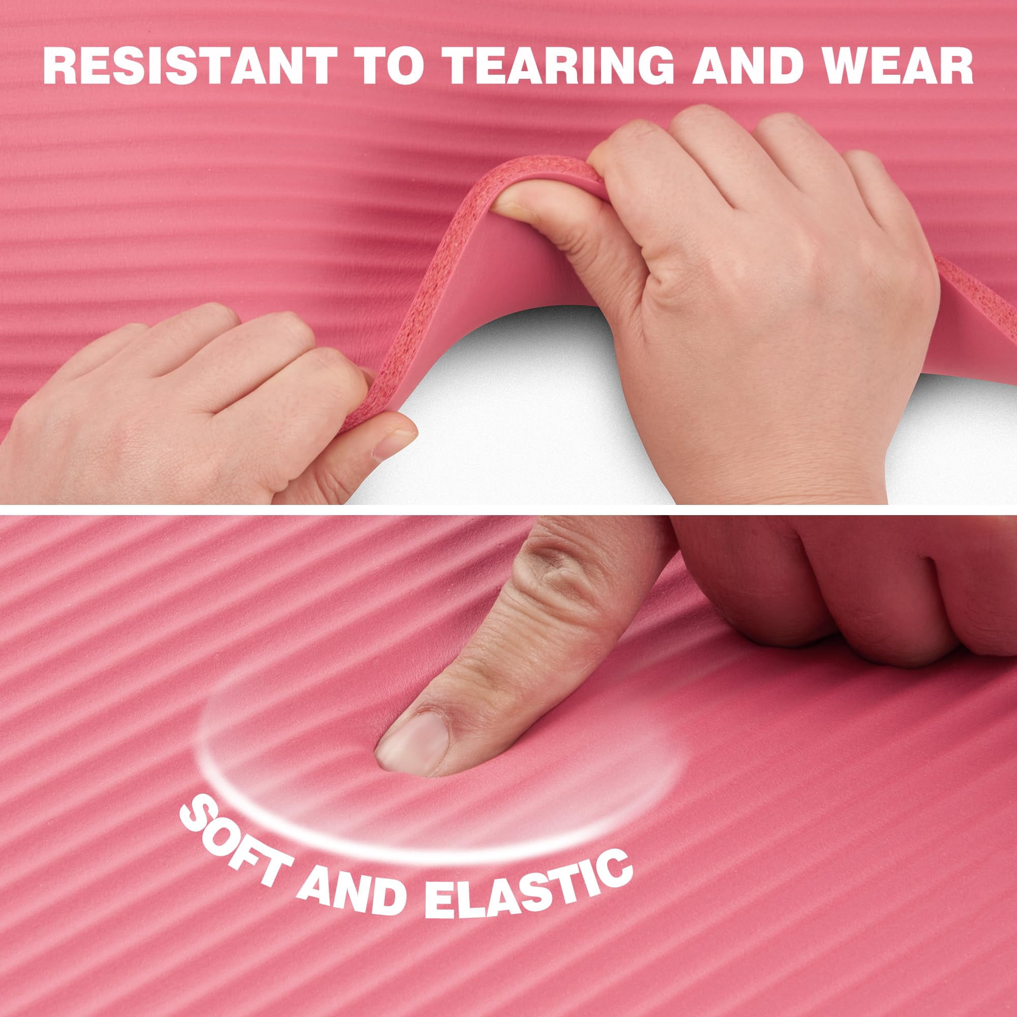 72”x24”x10mm pink NBR yoga mat for exercise pilates stretching meditation
