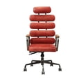 thumbnail image 4 of Leatherette Metal Swivel Executive Chair with Five Horizontal Panels Backrest Red and Gray - Saltoro Sherpi, 4 of 6