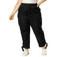 thumbnail image 1 of Unique Bargains Women's Plus Size Elastic Waist Cargo Pants with Pockets, 1 of 4