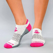 Bombas Women's Cushioned Ankle Socks with Honeycomb Arch Support, 5 Pack, Grey/Pink, Size Medium
