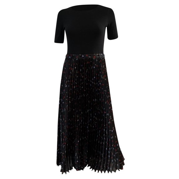 Pre-Owned Maje Riplita Midi Dress in Black Polyester