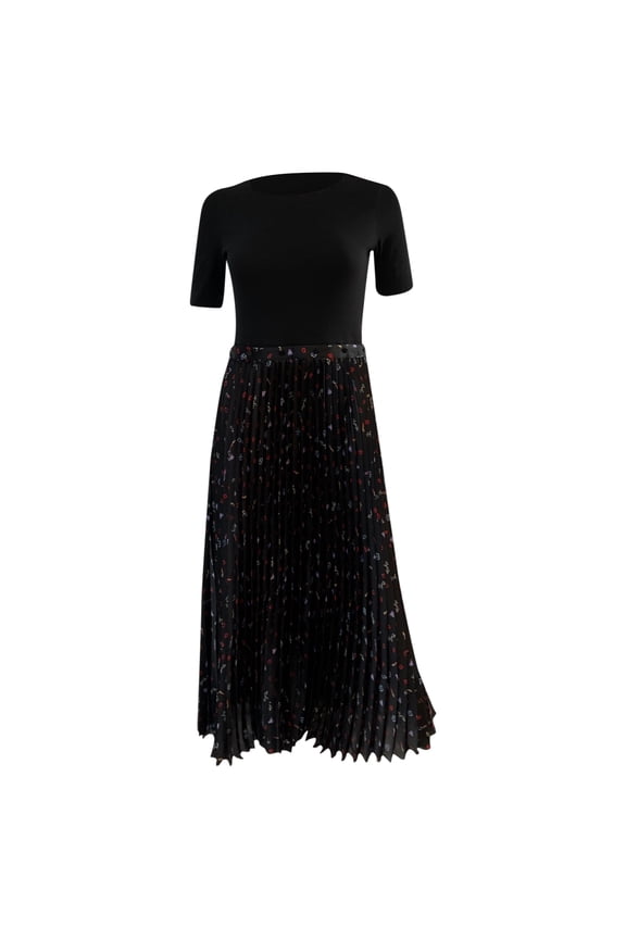 Pre-Owned Maje Riplita Midi Dress in Black Polyester