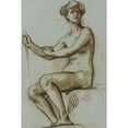 thumbnail image 2 of Henri Leopold Lévy 13x18 Black Ornate Wood Framed Double Matted Museum Art Print Titled - Study of a Young Woman Sitting Holding an Object in the Right Hand, 2 of 5