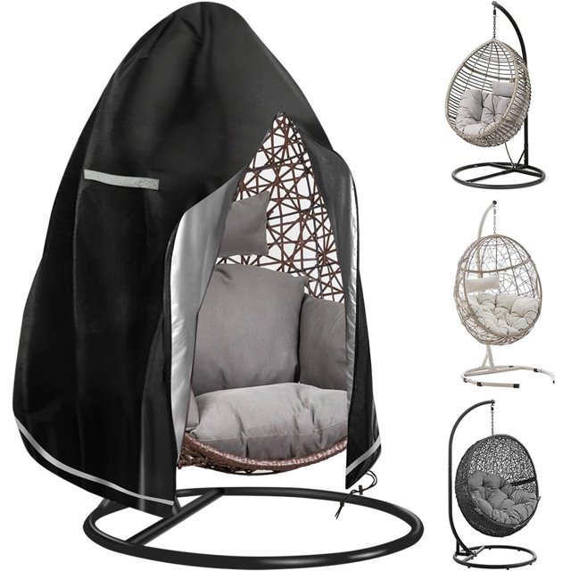 DEBGFS Patio Hanging Egg Chair Cover Waterproof Swing Egg Chair with Adjustable Drawstring Reflective Strips Fits Outdoor Most Single Seat Egg Swing Chair Dust Protector