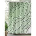 thumbnail image 2 of Sage Green Shower Curtain, Ombre Stripes Geometric Color Gradient Waterproof Shower Curtain Set with 12 Hooks Lightweight Washable Fabric Shower Curtains for Bathroom 60x72 Inches, 2 of 6