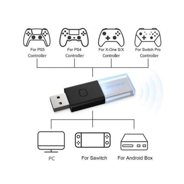 Wireless Bluetooth 5.0 Controller USB for N-Switch PS4 PC, Dongle Bluetooth Compatible PS5/ PS4/ Xbox One X/S/ Windows PC/ Switch Pro Controller Converter - Walmart.com