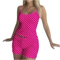 thumbnail image 7 of MGDXOX Women's Pajamas 2 Piece Sleeveless Tank Top and Shorts Fashion Sleepwear Casual Loose Soft Polka Dot Printed Pj Lounge Sets Hot Pink L, 7 of 7
