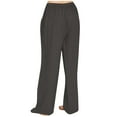 thumbnail image 4 of Summer Womens Plus Size Pants Women's Casual Solid Pants Elastic Waist High Waist Strap Home Pants Soft Womens Pants with Pockets Size S-3XL, 4 of 7