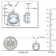 thumbnail image 3 of Dazzlingrock Collection 6mm Cushion Aquamarine & 0.10 CT Round White Diamond Dainty Halo Pendant with 18 inch Silver Chain for Women in 925 Sterling Silver, 3 of 4