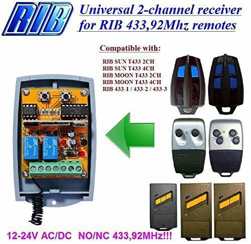 APRIMATIC Compatible 2-channel Receiver 12-24VAC/DC 433.92MHz TR2/TR4/TM4 Remote