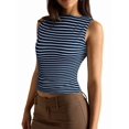 thumbnail image 3 of Tank Tops for Women Summer Boat Neck Sleeveless Casual Basic Ribbed Slim Fitted Shirts Navy Blue XL, 3 of 10