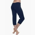 thumbnail image 6 of VSSSJ Womens Yoga Cropped Trousers Relaxed Fit Solid Color Drawstring High Waist Button Multi-Pockets Capri Pants Autumn Comfortable Stretch Lounge Pants Navy02 M, 6 of 6