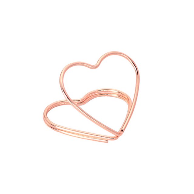 Cateissary 10 Uds. De Clips para de comedor, soportes de tarjetas de doble capa con corazón de Metal, soporte para manualidades con mensajes cartulina Oro rosa