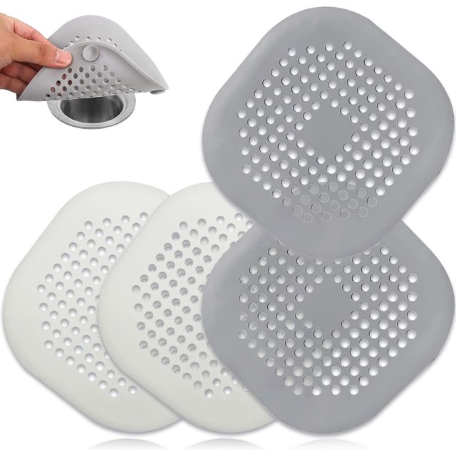 Paquete de 4 tapas de drenaje para el cabello de silicona duraderas, cubiertas de drenaje para ducha con ventosa, atrapapelos para drenaje de ducha adecuado