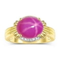 thumbnail image 4 of RYLOS Rings for Women 14K Gold Plated Silver Ring 12X10MM Gemstone &  Diamonds Great Ring for Middle or Pointer Finger Star Ruby Jewelry Size 10, 4 of 7
