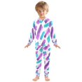 thumbnail image 6 of FORMRS Long Sleeve Top and Pants Pajama Set for Niños 2-Piece Sleepwear, Sizes 18M-8Y, Purple Drawing, 6 of 6