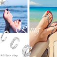 thumbnail image 2 of ORAZI3 Pcs Sterling Silver Toe Rings for Women Men Open Flower Simple Toe Ring Tail Band Ring Set Foot Jewelry Adjustable, 2 of 7