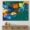 thumbnail image 2 of Designart ' Abstract Colour Butterflies On A Gree ' Modern Canvas Wall Art Print, 2 of 4