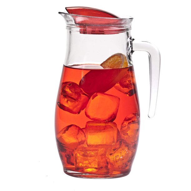 Clear Glass Beverage Drink Pitcher Prestige Jug with Cap and Handle 54