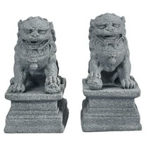 2Pcs Mini Stone Lion Decor Chinese Style Lion Statue Desktop Feng Shui Adornment