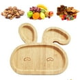 thumbnail image 3 of Baby Toddler Bunny Suction Plate, Stay Put Feeding Plate, Natural Bamboo (Blue) Hand-wash Only, 3 of 7