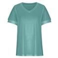 thumbnail image 4 of Lolmot Women's Summer Lace Short Sleeve V-Neck Tops Shirt Loose Casual Solid Color Tee Blouse, 4 of 5