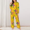thumbnail image 2 of Balery Mardi Gras Crayfish and Fleur de lis Conjunto de Pijama con Estampado para Mujer, Conjunto de Dos Piezas con Manga Larga, Ropa de Dormir Suave con Bolsillos, Pijamas Cómodos-XX-Large, 2 of 7