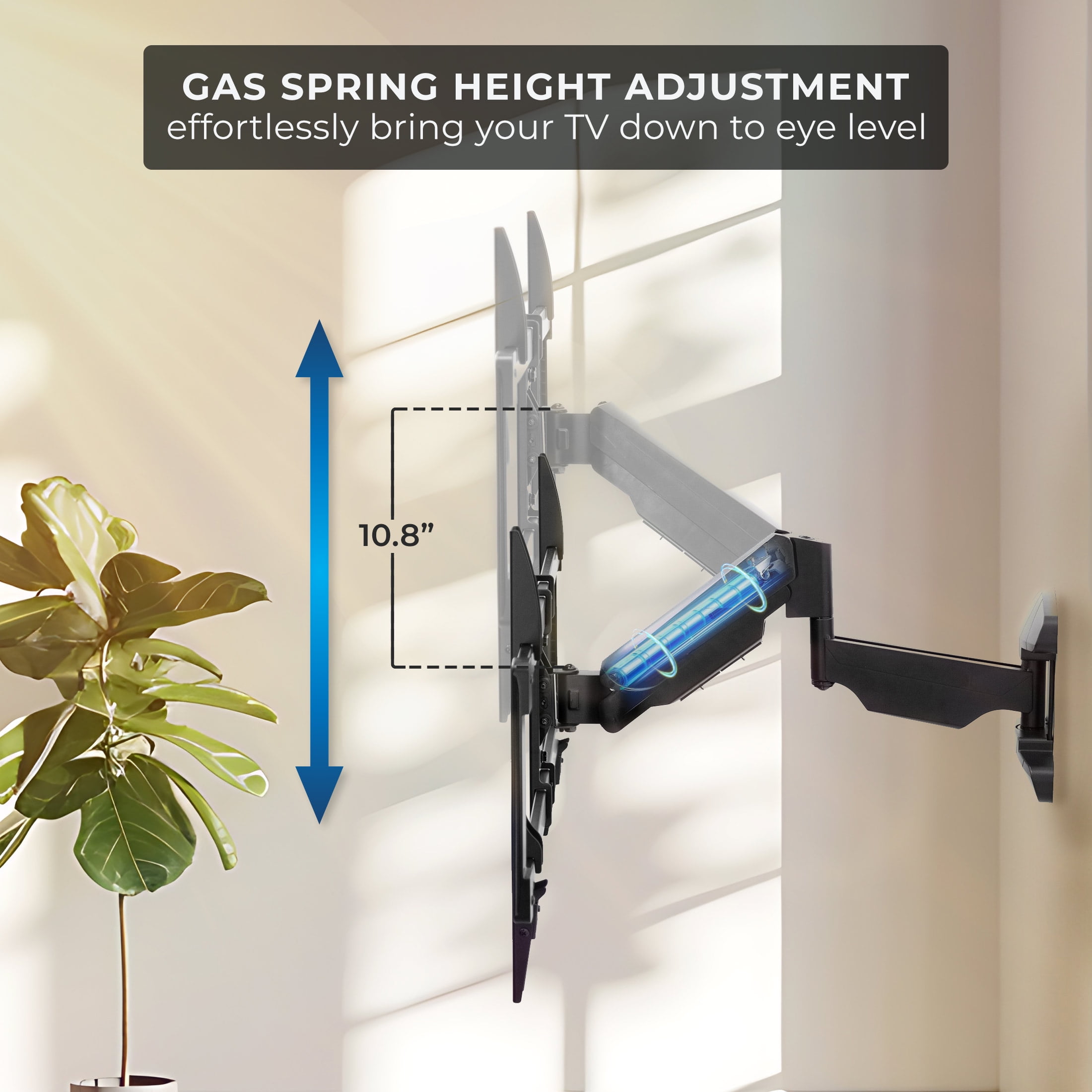 Mount-It! Pull Down TV Mount, Drop Down Wall Mount with Gas Spring Arm, Height-Adjustable TV Mount for 37-80 Inch TVs, Full Motion Swivel Tilt Bracket for Fireplace, Fits VESA 600x400, Up to 88 lbs