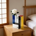 thumbnail image 5 of Mondrian Style Acrylic Clear Vase, Thickened Shatterproof Transparent Red Yellow Blue Panels, Modern Minimalist Decor, Ideal Mother's Day Gift for Mom for Home Room Tabletop Shelf Display, 5 of 5
