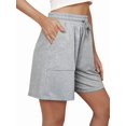 thumbnail image 4 of Women Sweat Shorts Summer Loose Athletic Short Drawstring Waist Lounge Running Shorts with Pockets, 4 of 9