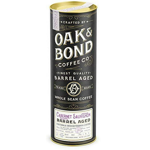 Cabernet Sauvignon Wine Barrel Aged Coffee - Whole Bean Coffee, Guatemala Huehuetenango Whole Bean Coffee Aged in Cabernet Sauvignon Wine Barrels by Oak & Bond Coffee Co. - 10 oz
