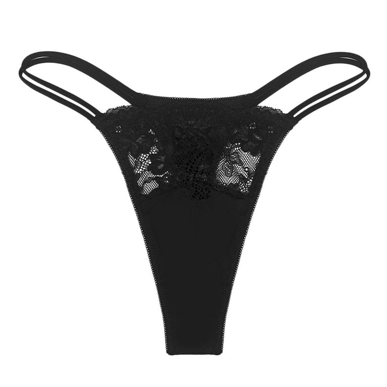 Women Underwear Lace G String Lingerie Bikini Strappy Thong Hollow-Out Mid  Waist Women's Panties