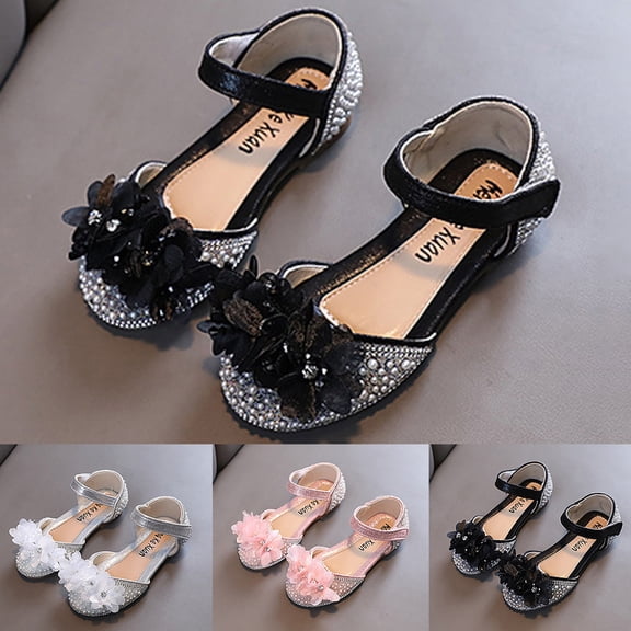 CAIXIA Girls Sandals Girls Sandals High Heel Strappy Ankle Strap Dress Shoes for Little Big Kids In Wedding Party Daddys Valentine Baby Dress Shoes,7.5-8 Years