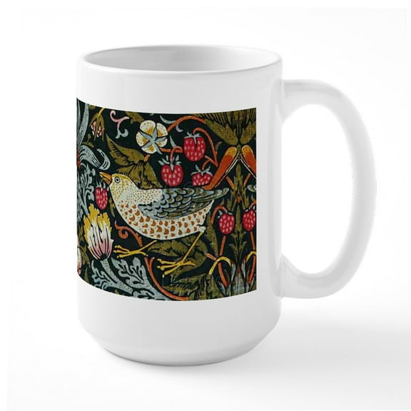 CafePress - William Morris Strawberry Thief Large Mug - 15 oz Ceramic Large White Novelty Mug