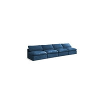 Meridian Furniture Plush Standard Navy Velvet Modular Armless Sofa