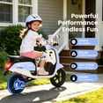 thumbnail image 4 of Track Seven 24V Ride-on Moped Scooter, Kids Electric Motorcycle for Boys Girls Ages 8-12, 250W Brushless Motor, 10 Mph Max Speed, Twist Throttle, 12" Pneumatic Tires, Bluetooth, LED Light, Blue, 4 of 10