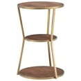 thumbnail image 4 of Pemberly Row Contemporary Metal and Mango Wood Three Tier Side Table in Gold, 4 of 11