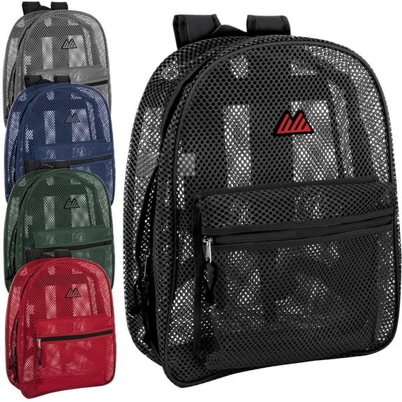 24 pack Solid Color See Through Mesh Stadium Approved Backpacks for Travel, Commuting in Assorted Color