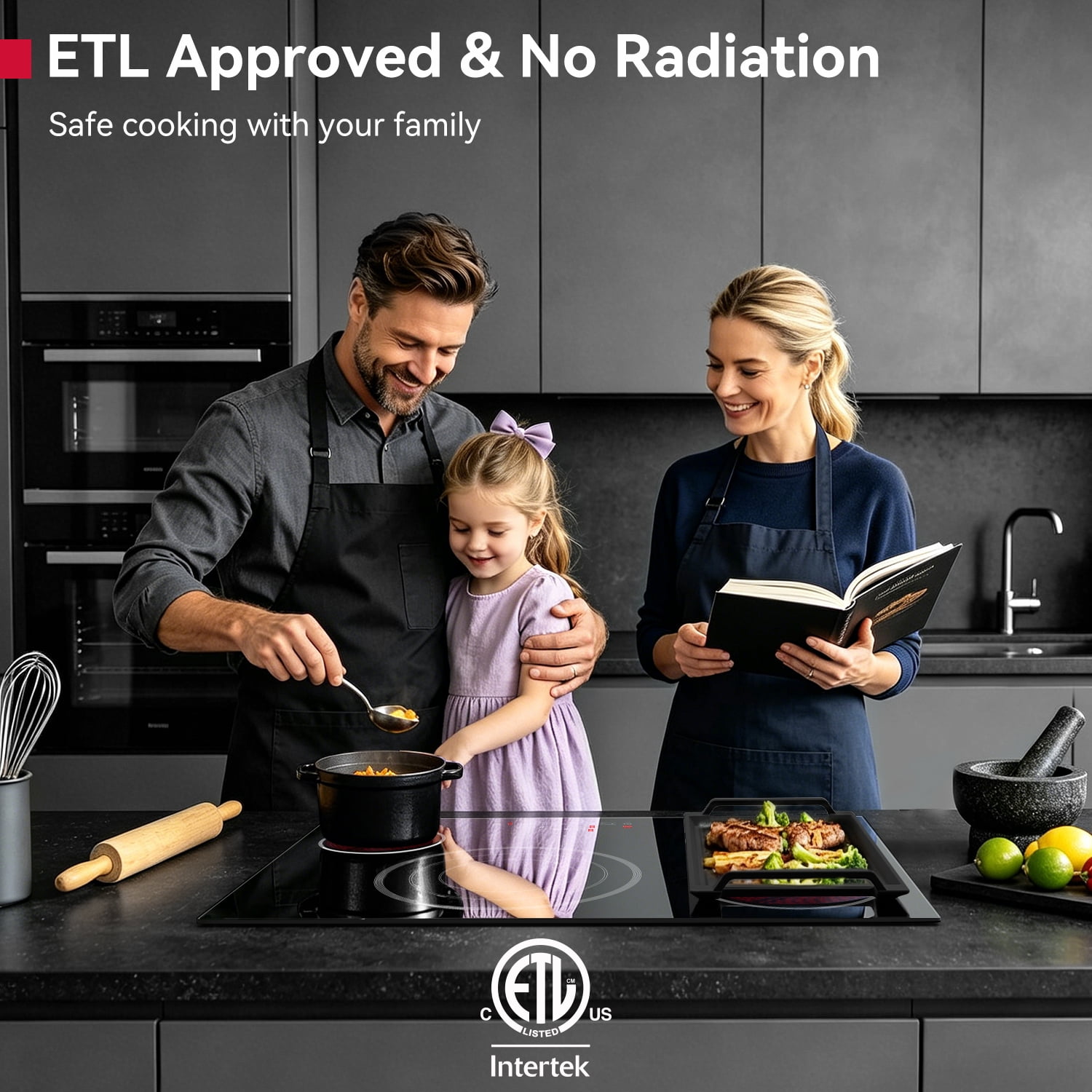 GASLAND 30 in. 4 Elements Radiant Electric Cooktop in Black, ETL & FCC, with Tri-Ring Element and Bridge Element